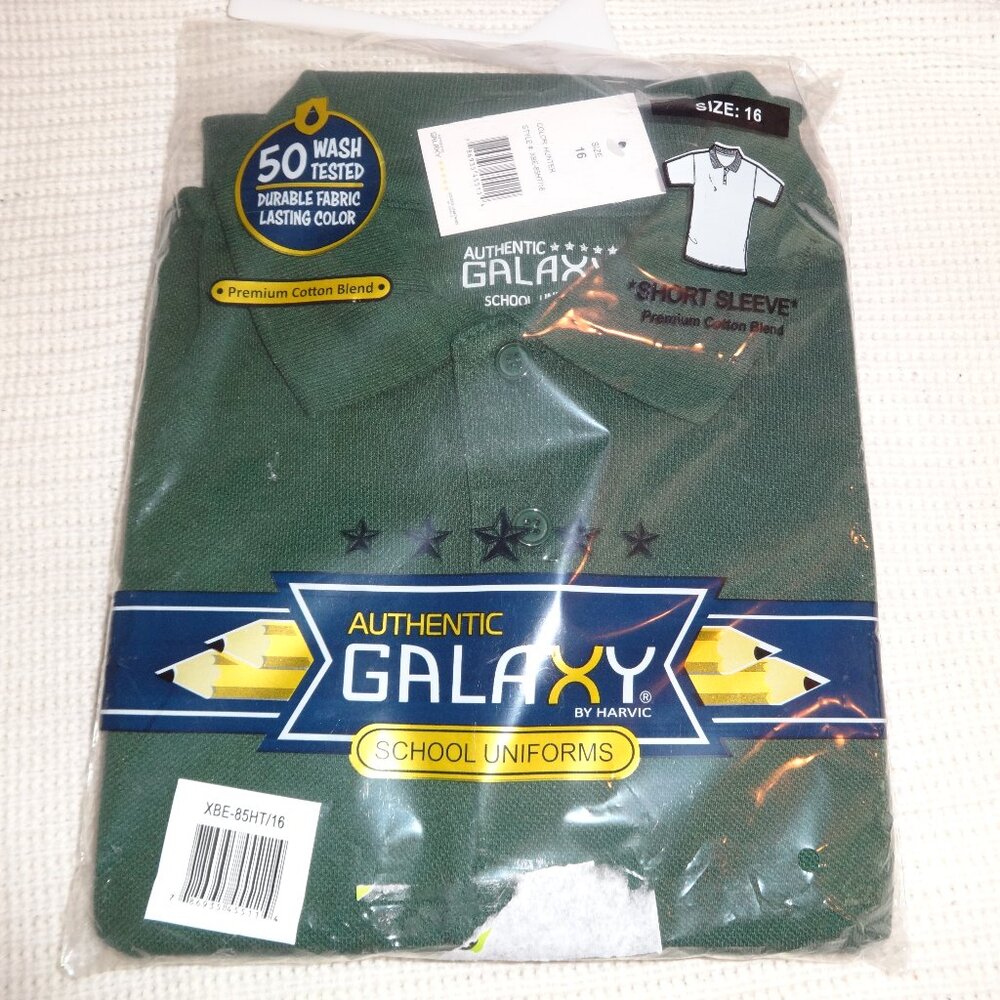 BOYS FOREST GREEN SHORT SLEEVE POLO COLLARED SHIRT SIZE 16 NWT